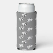 Dices op grijs patroon seltzer blikjeskoeler (Seltzer Voorkant)