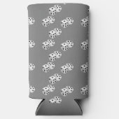 Dices op grijs patroon seltzer blikjeskoeler (Voorkant)