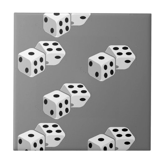Dices op grijs patroon tegeltje (Voorkant)