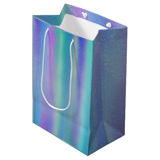 Dichroomkleurige regenboogkleuren medium cadeauzakje (Voorkant Gekanteld)