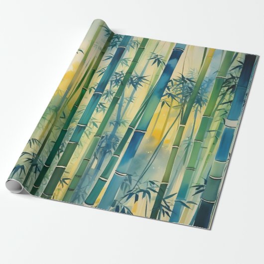 Dicht bamboebos bij zonsondergang cadeaupapier (Uitgerold)