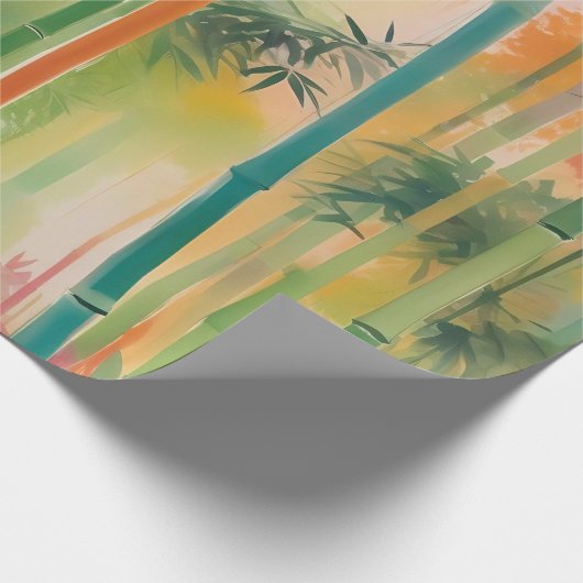 Dicht bamboebos bij zonsondergang cadeaupapier (Hoek)