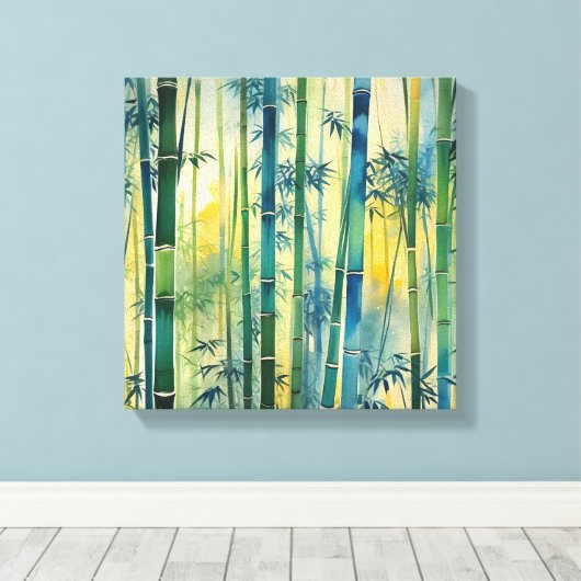 Dicht bamboebos bij zonsondergang canvas afdruk (Insitu (Houten vloer))