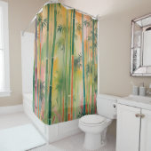 Dicht bamboebos bij zonsondergang douchegordijn (In situ)