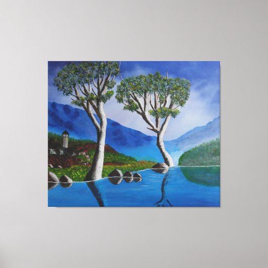 Dicht bij de DMZ Korea River Lookout Tower Canvas Afdruk (Voorkant)