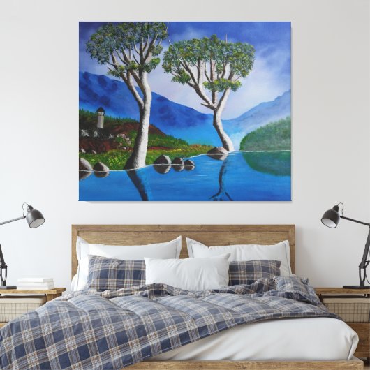 Dicht bij de DMZ Korea River Lookout Tower Canvas Afdruk (Insitu (Slaapkamer))