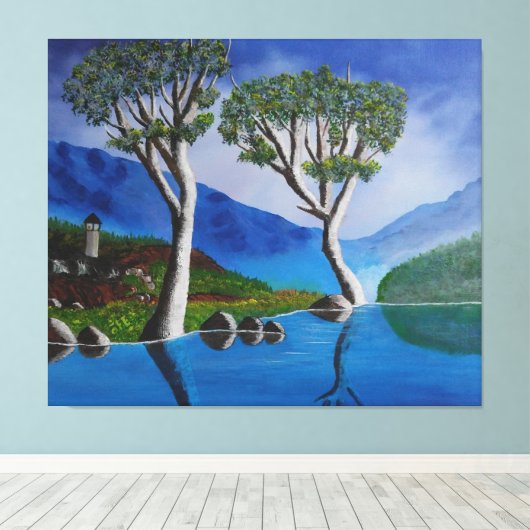 Dicht bij de DMZ Korea River Lookout Tower Canvas Afdruk (Insitu (Houten vloer))