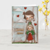 Dicht bij elkaar, zussen - Birthday Kaart (Gele Bloem)