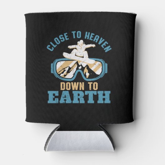 Dicht bij Heaven Funny Retro Snowboarding Blikjeskoeler (Voorkant)