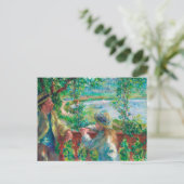 Dicht bij het meer door Renoir Impressionist Paint Briefkaart (Staand voorkant)