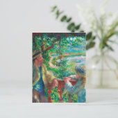 Dicht bij het meer door Renoir Impressionist Paint Briefkaart (Staand voorkant)