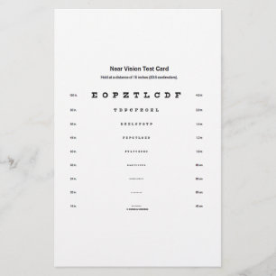 Dicht gezichtsvermogen Test Card Visual Acuity Exa Briefpapier
