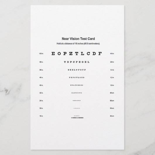 Dicht gezichtsvermogen Test Card Visual Acuity Exa Briefpapier (Voorkant)