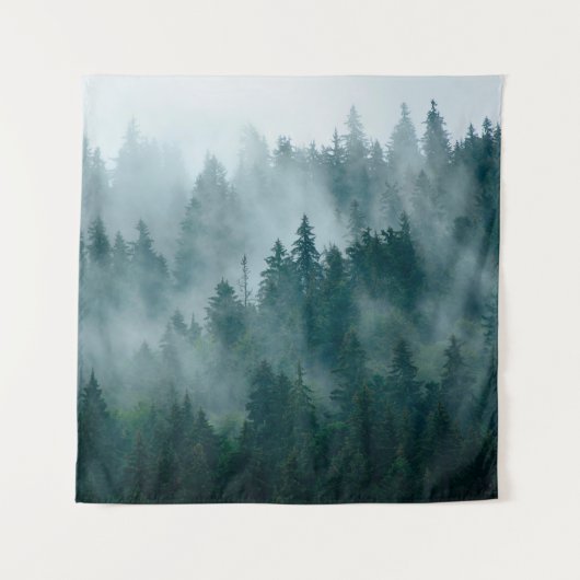 Dichtbevolkt landschap met bosbos in de van de hi wandkleed (Voorkant)