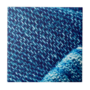 Dichtbij blauwe denim stof textuur tegeltje