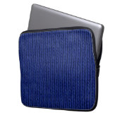 Dichtbij blauwe gebreide wol laptop sleeve (Voorkant Links)