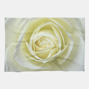 Dichtbij details van witte roos theedoek