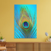 Dichtbij van pauwenveer canvas afdruk (Insitu (Woonkamer))