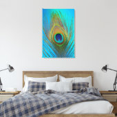 Dichtbij van pauwenveer canvas afdruk (Insitu (Slaapkamer))