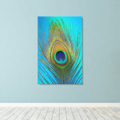 Dichtbij van pauwenveer canvas afdruk (Insitu (Houten vloer))