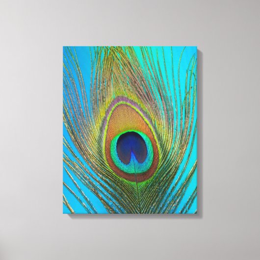 Dichtbij van pauwenveer canvas afdruk (Voorkant)