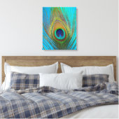 Dichtbij van pauwenveer canvas afdruk (Insitu (Slaapkamer))