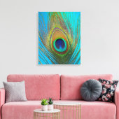 Dichtbij van pauwenveer canvas afdruk (Insitu (Woonkamer))