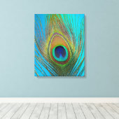 Dichtbij van pauwenveer canvas afdruk (Insitu (Houten vloer))