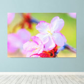 Dichtbijzicht van Roze Sakura Kersenbloesems Canvas Afdruk (Insitu (Houten vloer))