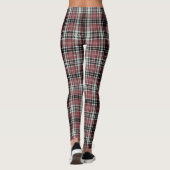 Dichte bordeauxrood zwart wit tartan ruit leggings (Achterkant)