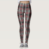 Dichte bordeauxrood zwart wit tartan ruit leggings (Voorkant)