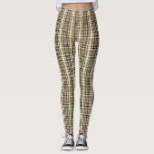 Dichte bruine zwarte mini-karo ruit leggings (Voorkant)