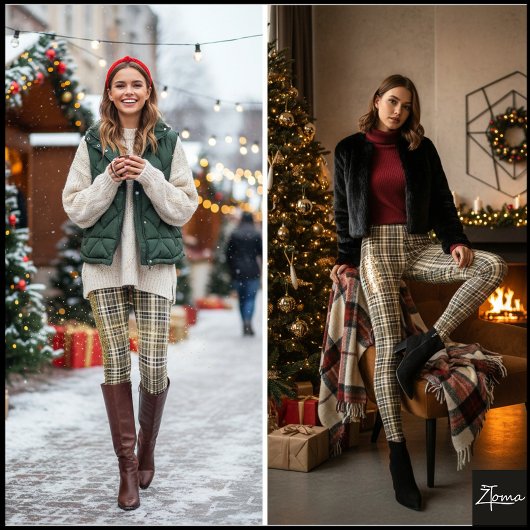 Dichte bruine zwarte mini-karo ruit leggings