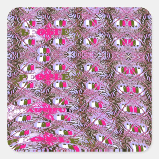 Dichte en ingewikkelde Abstracte patroonkunst afdr Vierkante Sticker (Voorkant)