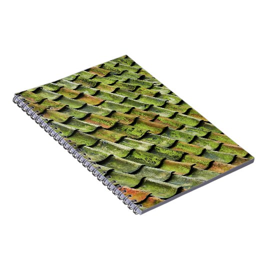 Dichte foto van het groene dakje notitieboek (Rechterzijde)