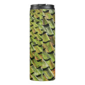 Dichte foto van het groene dakje thermosbeker (Achterkant)