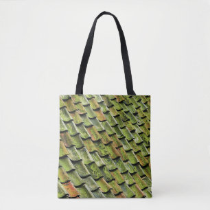 Dichte foto van het groene dakje tote bag