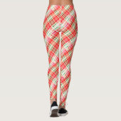 Dichte heldere diagonale rode vakantieplaid leggings (Achterkant)
