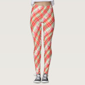 Dichte heldere diagonale rode vakantieplaid leggings (Voorkant)