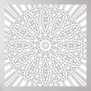 Dichte Mozaïekrooster Mandala Patroon Kunstontwerp Poster
