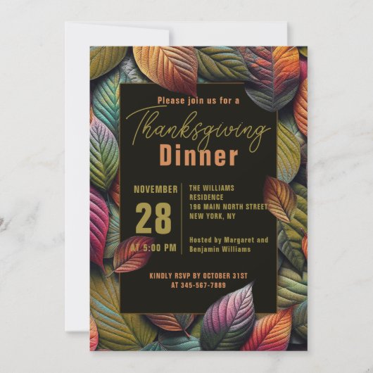 Dichte overlappende herfst laat Thanksgiving achte Kaart (Voorkant)