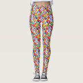 Dichte Retro Primaire Kleur Abstracte Krabbel Leggings (Voorkant)