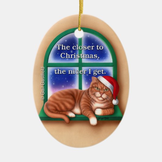 Dichter bij kerstversiering keramisch ornament (Voorkant)