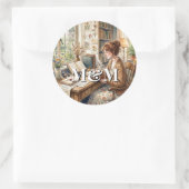 Dichter Esthetisch, Monogram Waterverf Whimsical G Ronde Sticker (Tas)