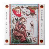 DICHTER IN DE TUIN VAN VOGEL MONOGRAM wit rood ede Tegeltje (Voorkant)