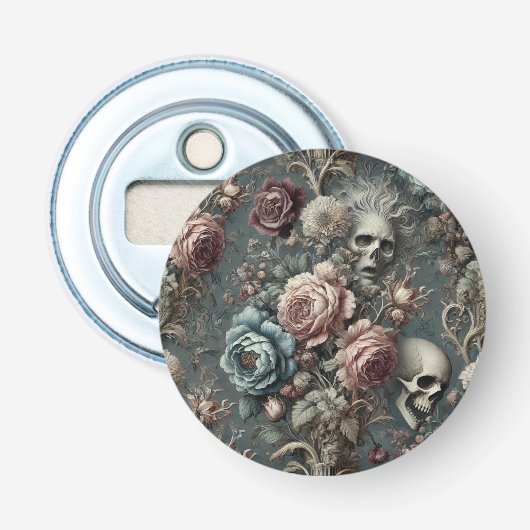 🪦 Dichters in behandeling – Gotisch Victoriaans Button Flesopener (Voorkant)