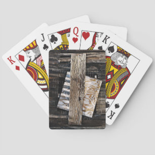 Dichtgetimmerd Oud Houten Huis Raam Pokerkaarten