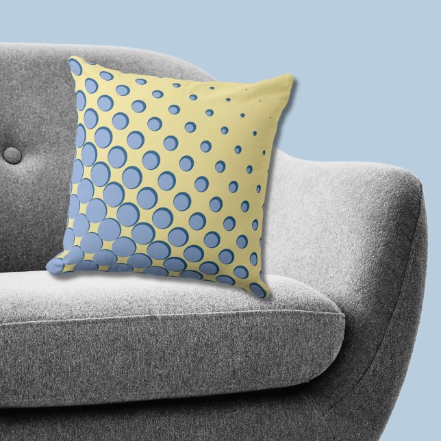 Dichtheid Regelmatige Blauwe Gele Halftone Stippen Kussen (Density Regular Blue Yellow Halftone Dots Throw Pillow)