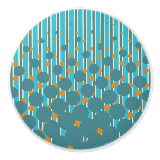 Dichtheidsontwerp - Turquoise & Sinaasappel - Lade Keramische Knop (Voorkant)