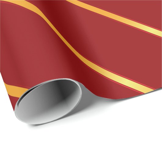 Dick Bright Gold Metallic Diagonale Stripes Cadeaupapier (Rol Hoek)